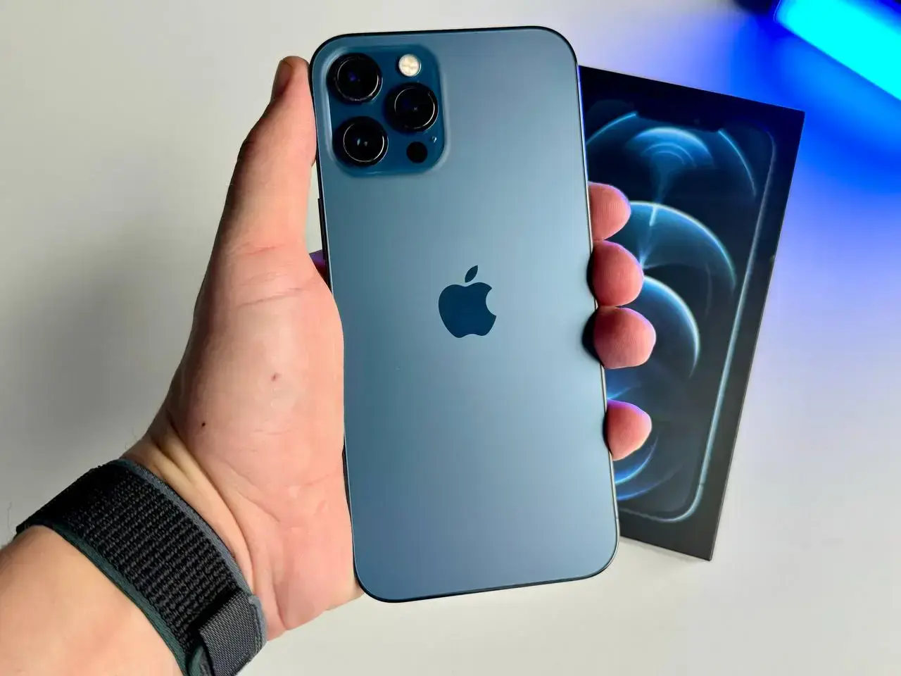 USED Apple iPhone 12 Pro Max 128GB Pacific Blue (MGCJ3, MGDA3)🔋90%(Стан - 9.9/10, Комплект - Повний | гарантія - 1 міс.)