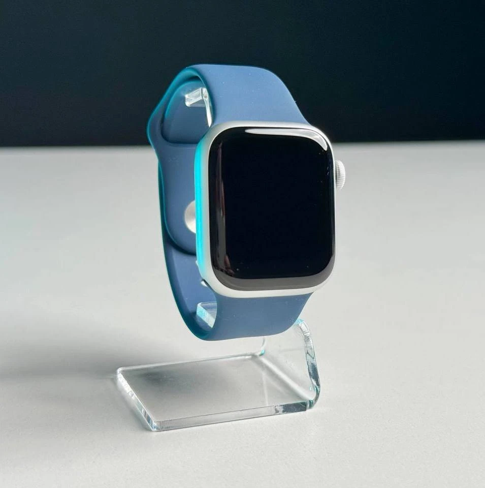 NEW NO BOX Apple Watch Series 9 GPS 41mm Silver Aluminum Case with Storm Blue Sport Band - M/L (MR913)