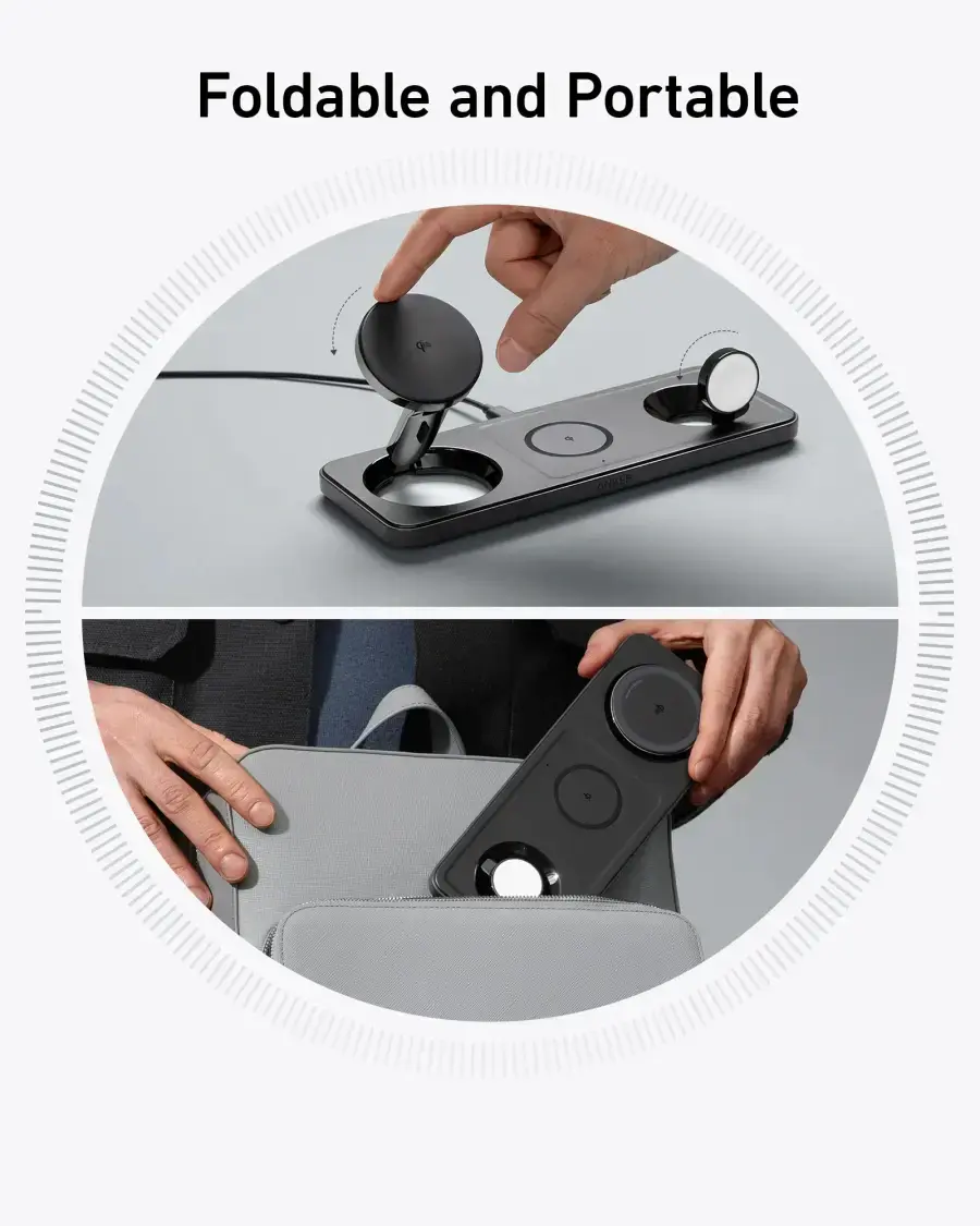 Бездротова зарядна станція Anker MagGo Wireless Charging Station [3-in-1 Pad] - Black (B25M1311)