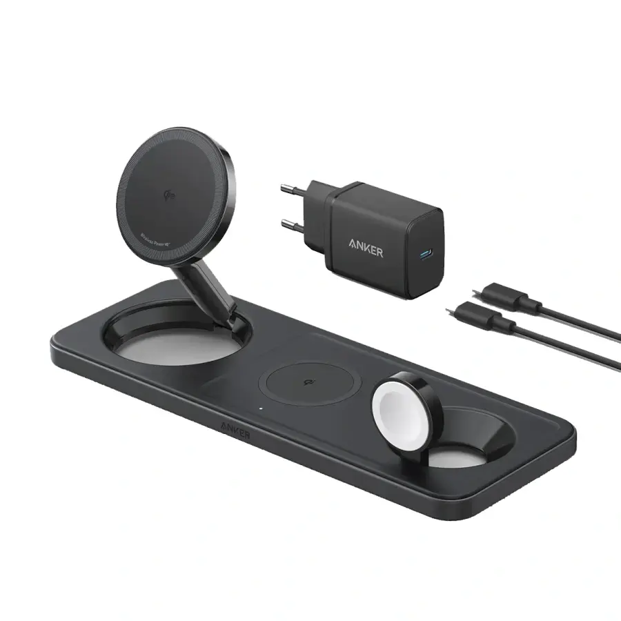 Бездротова зарядна станція Anker MagGo Wireless Charging Station [3-in-1 Pad] - Black (B25M1311)