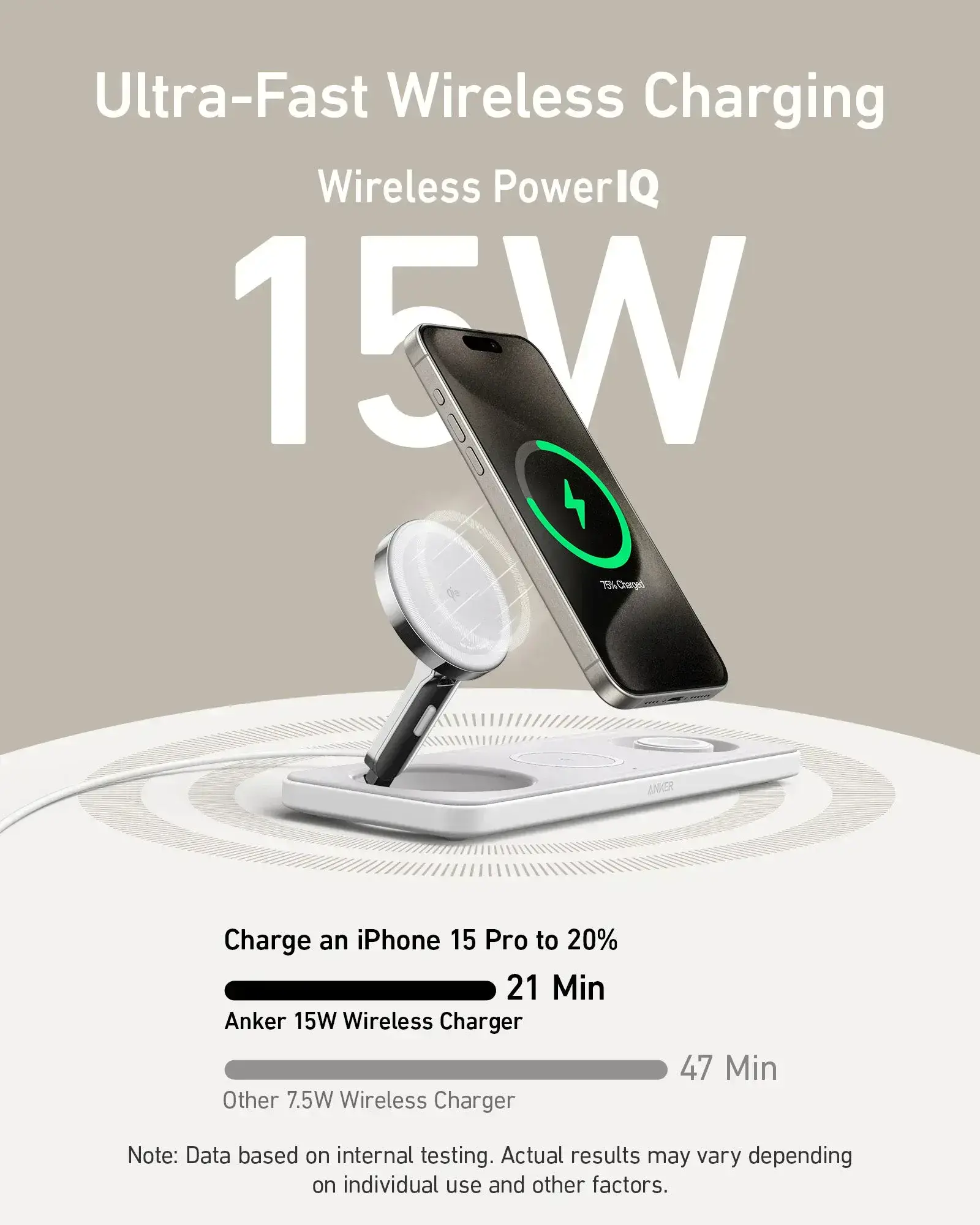 Беспроводная зарядная станция Anker MagGo Wireless Charging Station [3-in-1 Pad] - White