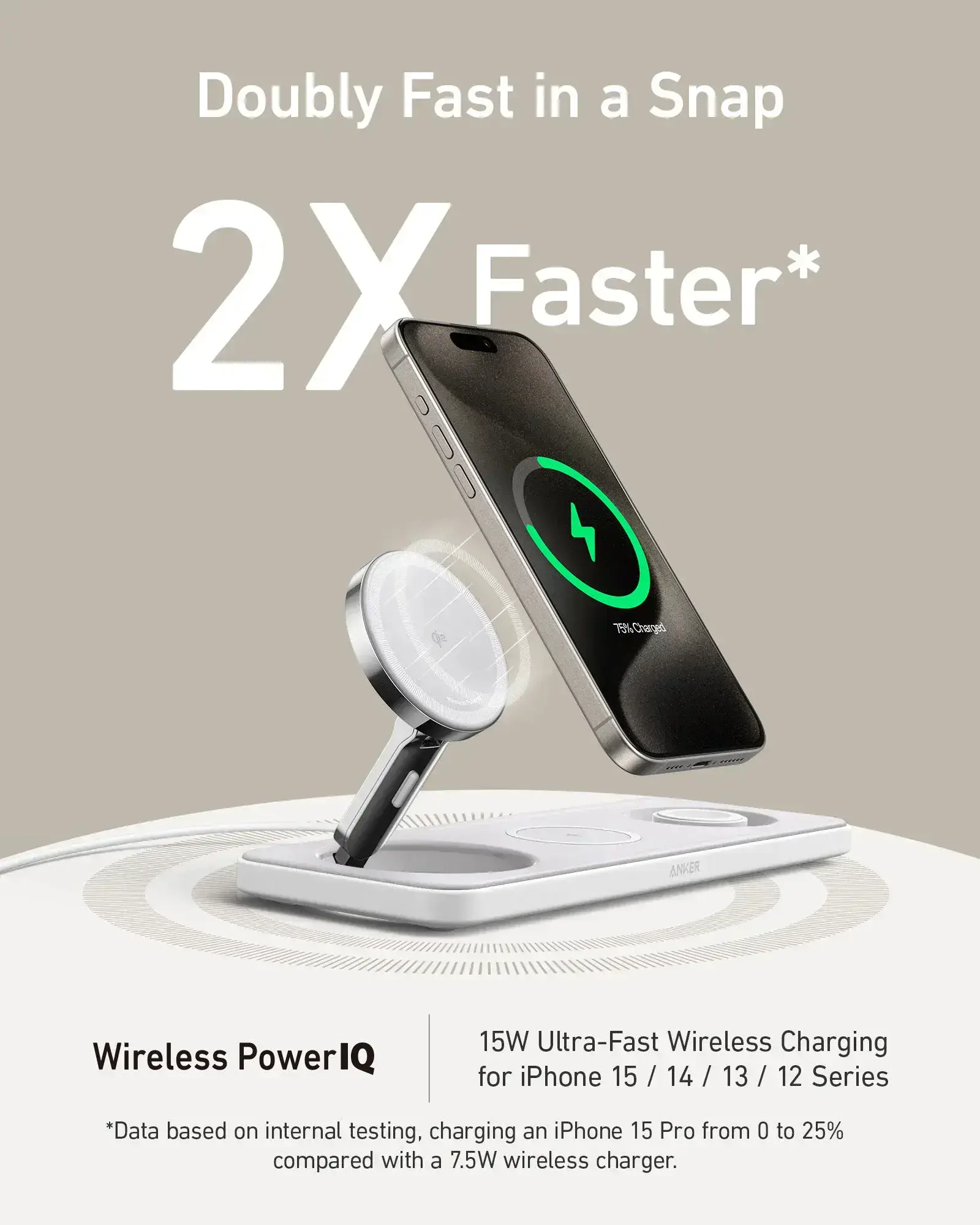 Беспроводная зарядная станция Anker MagGo Wireless Charging Station [3-in-1 Pad] - White