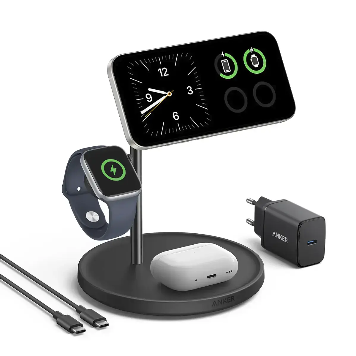 Беспроводная зарядная станция Anker MagGo Wireless Charging Station [3-in-1 Stand] - Black