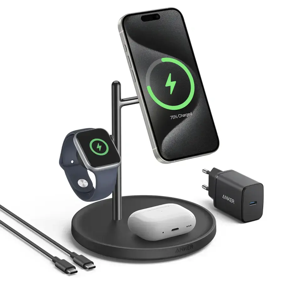 Бездротова зарядна станція Anker MagGo Wireless Charging Station [3-in-1 Stand] - Black