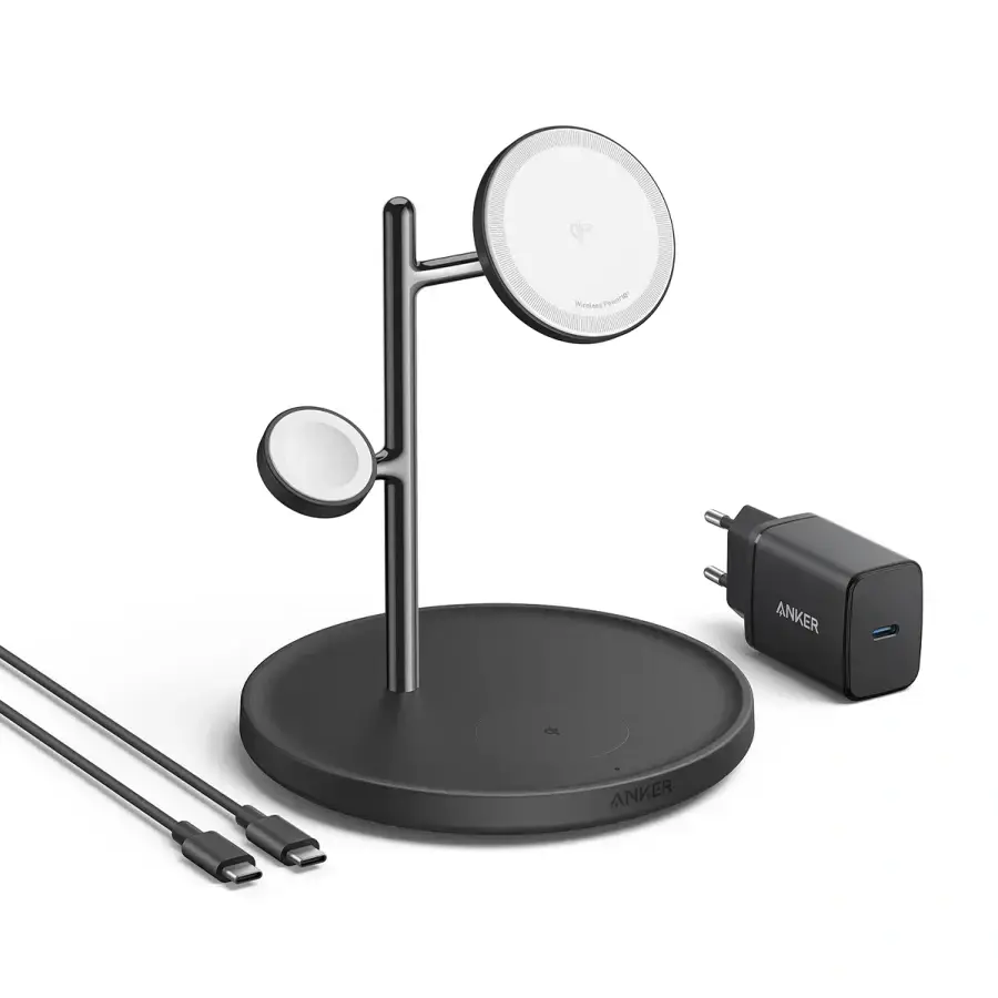 Бездротова зарядна станція Anker MagGo Wireless Charging Station [3-in-1 Stand] - Black