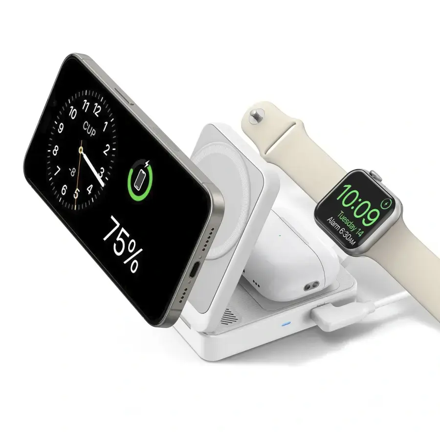 Бездротова зарядна станція Anker MagGo Wireless Charging Station [Foldable 3-in-1] - White