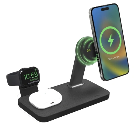 Бездротовий зарядний пристрій Mophie Snap+ 3-in-1 Wireless Charging Stand (401309756)