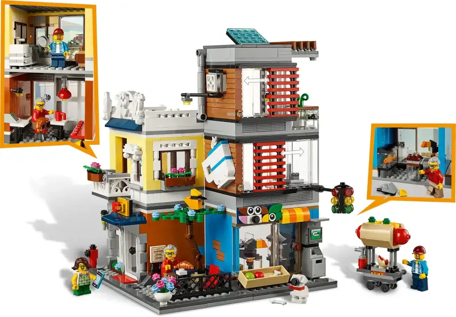 Блоковий конструктор LEGO Creator Зоомагазин та кафе в центрі міста (31097)