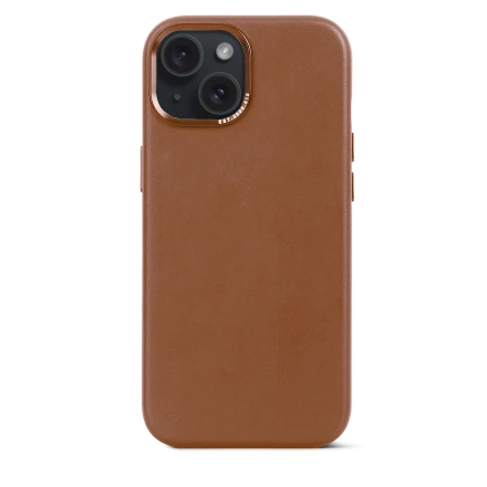 Чохол DECODED Leather Back Cover for iPhone 15 - Tan (D24IPO15BC1TN)