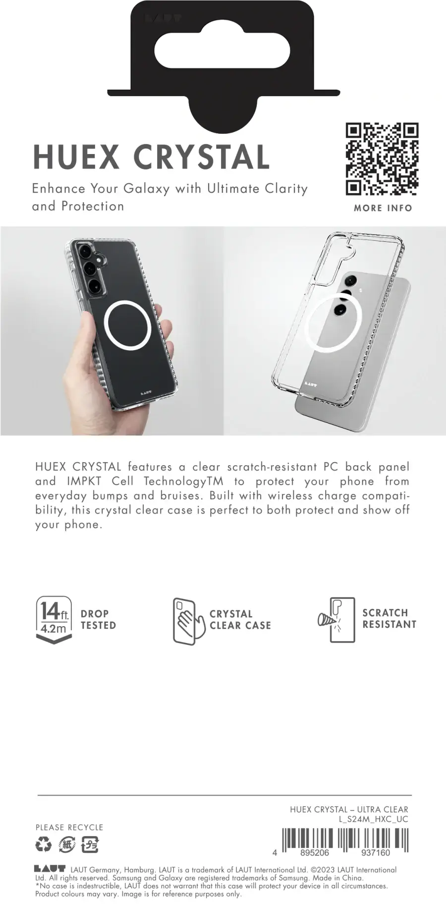 Чехол LAUT HUEX CRYSTAL для Samsung Galaxy S24 - Clear (L_S24S_HXC_UC)