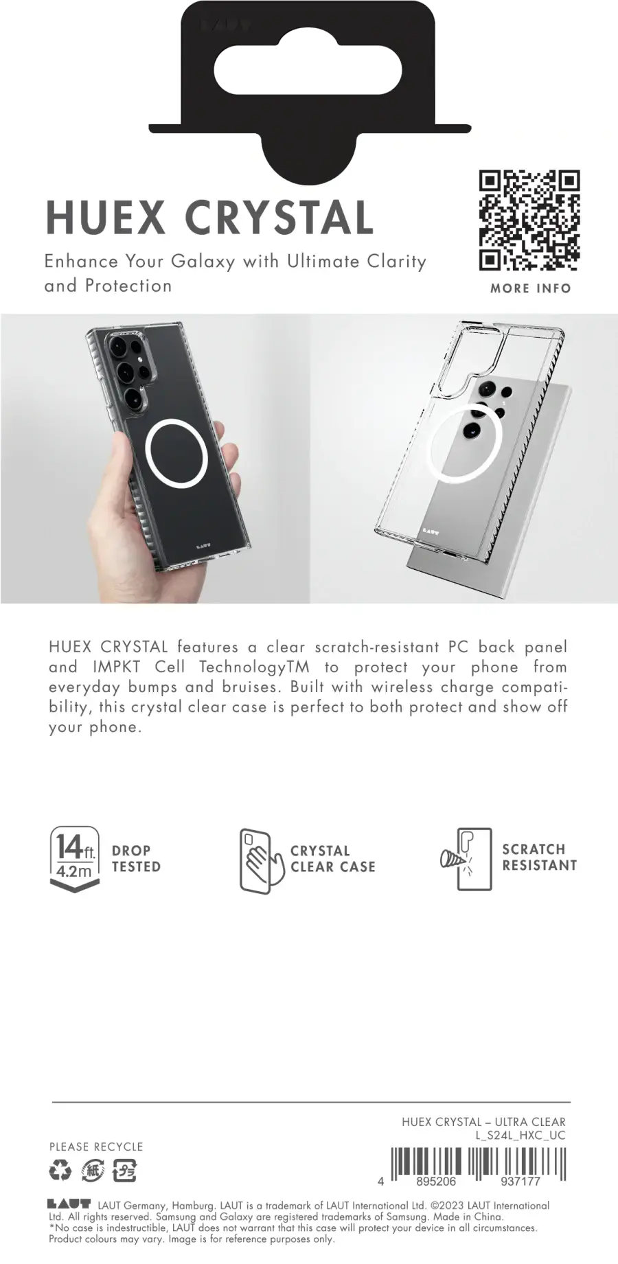 Чехол LAUT HUEX CRYSTAL для Samsung Galaxy S24 Ultra - Clear (L_S24L_HXC_UC)