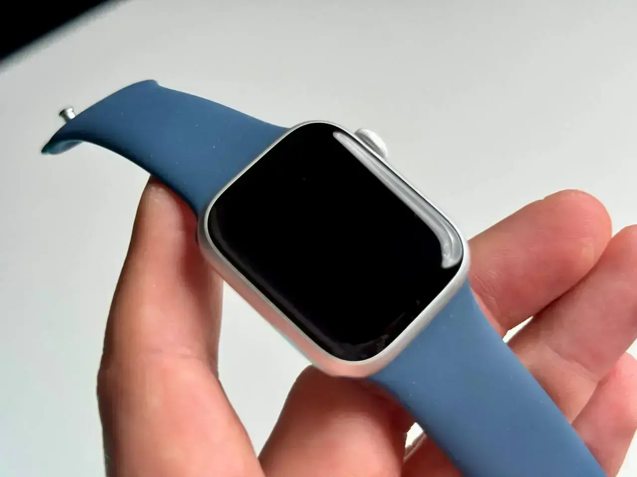 Apple Watch Series 9 GPS 41mm Silver Aluminum Case with Storm Blue Sport Band - (MR913), new no box