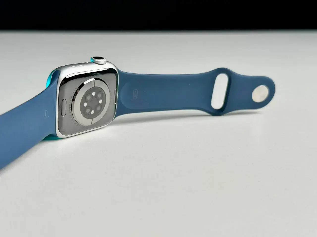 Apple Watch Series 9 GPS 41mm Silver Aluminum Case with Storm Blue Sport Band - (MR913), new no box
