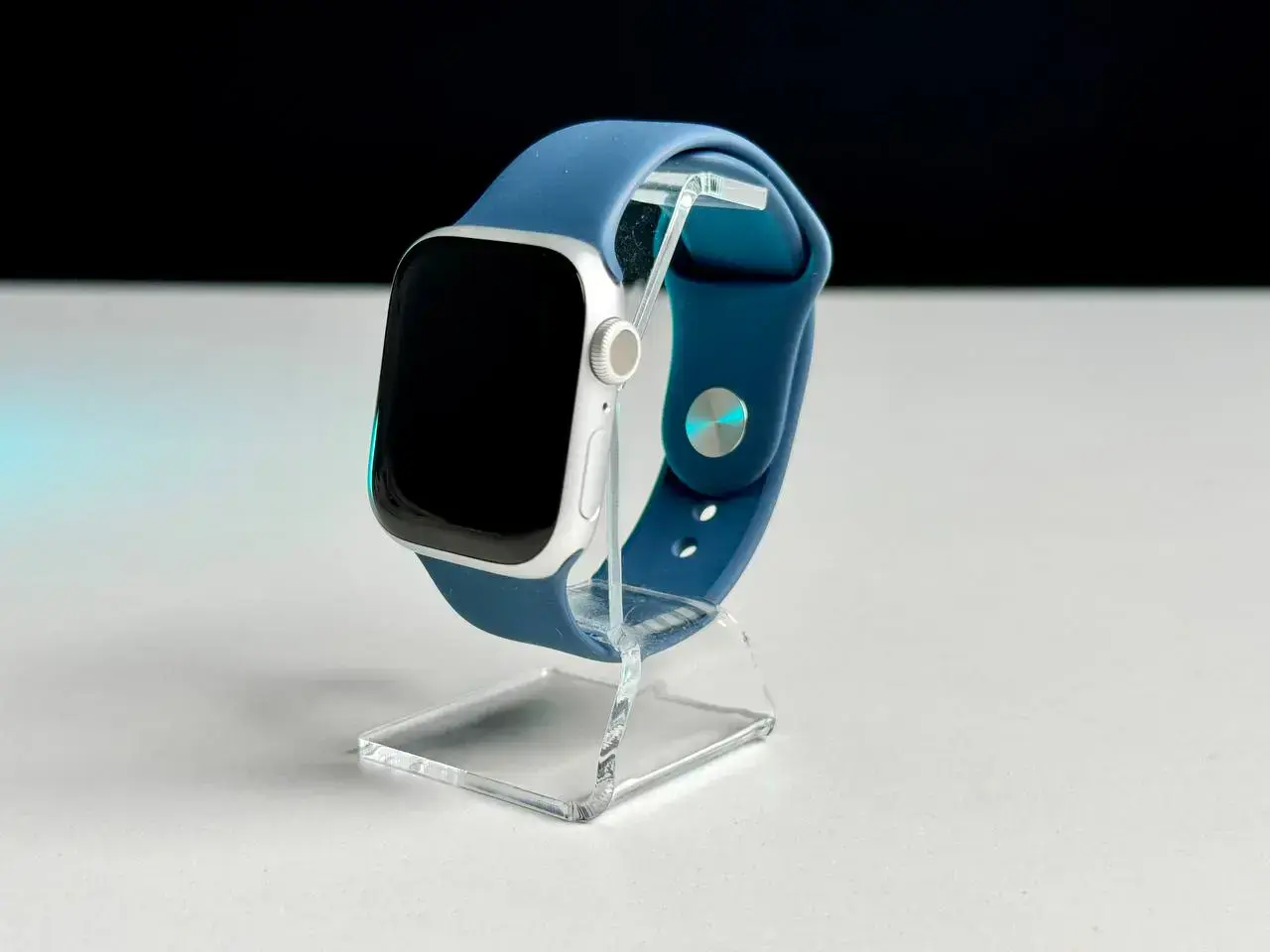 Apple Watch Series 9 GPS 41mm Silver Aluminum Case with Storm Blue Sport Band - (MR913), new no box