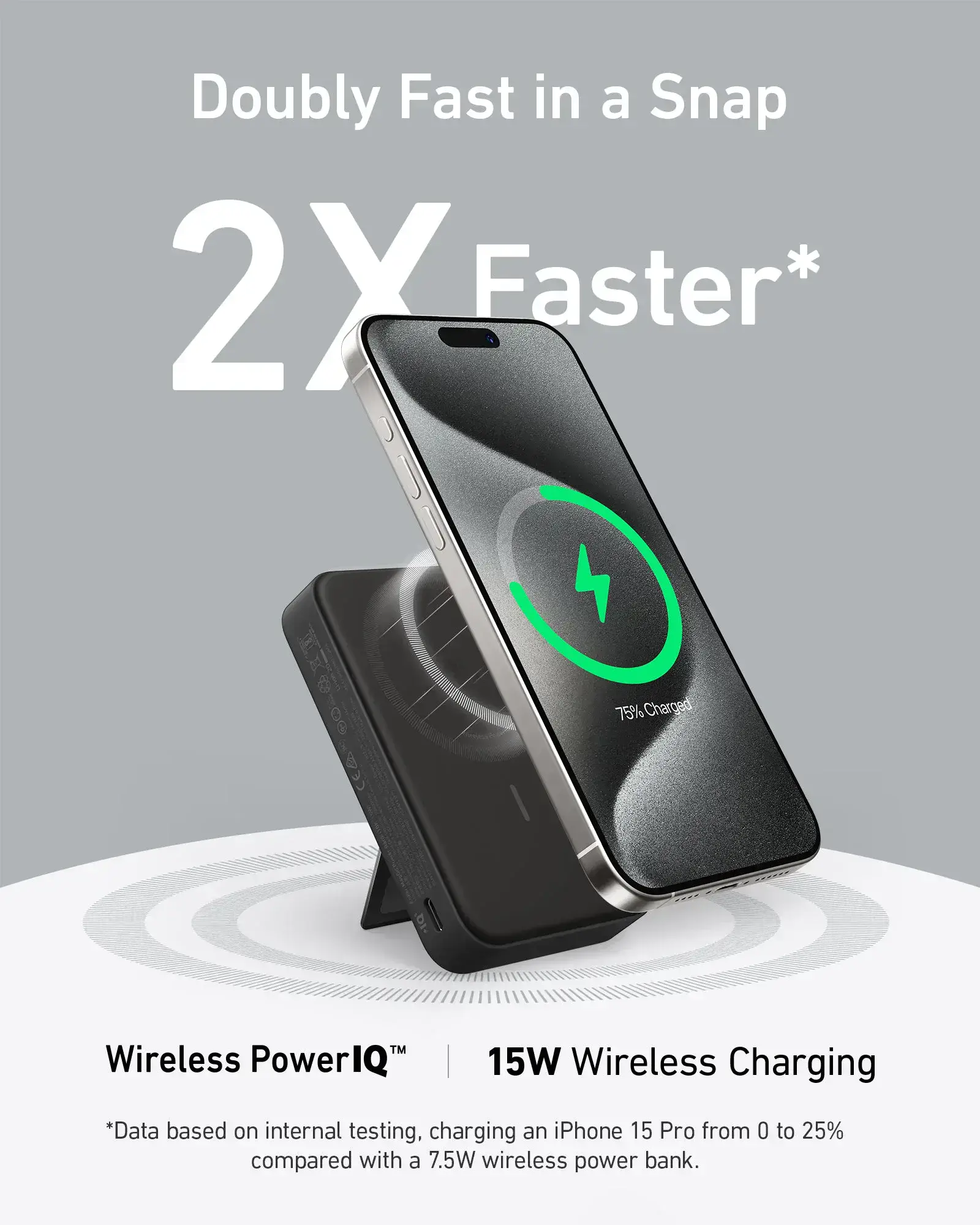 Портативний зарядний пристрій [Power Bank] з MagSafe, екраном та підставкою Anker MagGo Power Bank 10K - Black