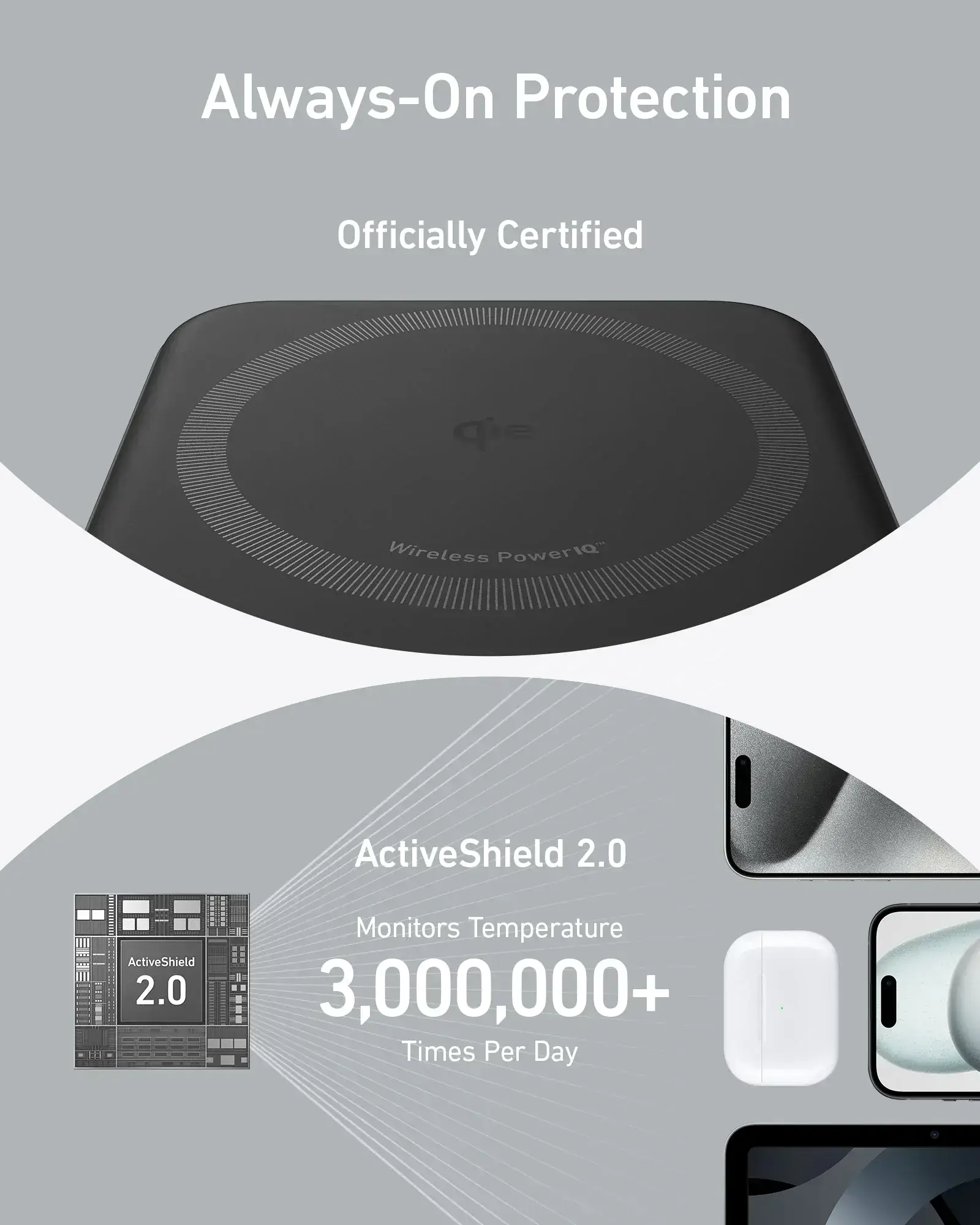 Портативний зарядний пристрій [Power Bank] з MagSafe, екраном та підставкою Anker MagGo Power Bank 10K - Black