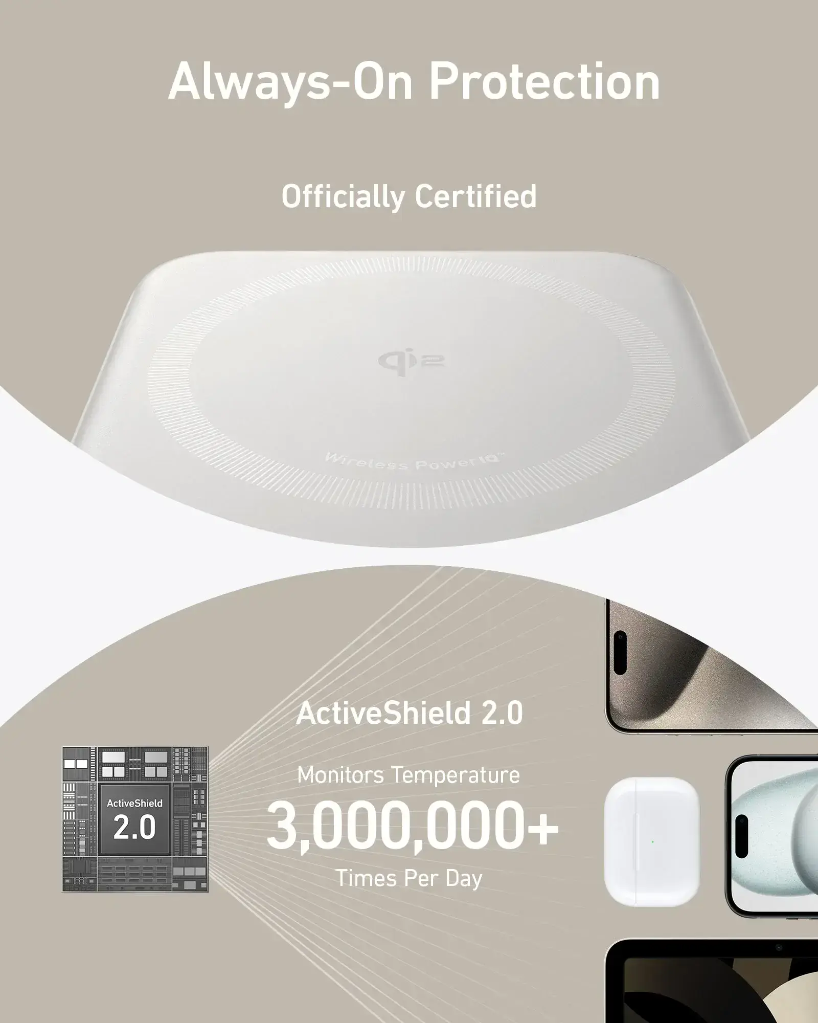 Портативний зарядний пристрій [Power Bank] з MagSafe, екраном та підставкою Anker MagGo Power Bank 10K - White (A1654021)