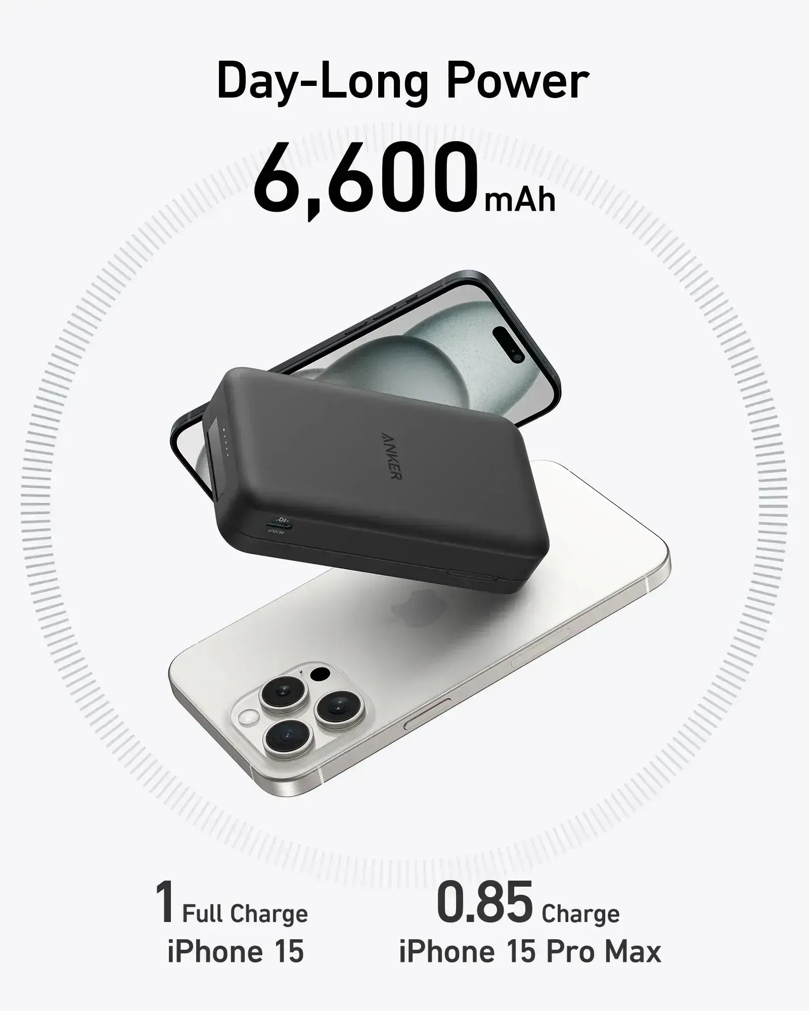 Портативний зарядний пристрій [Power Bank] з MagSafe та підставкою Anker MagGo Power Bank 6.6K - Black