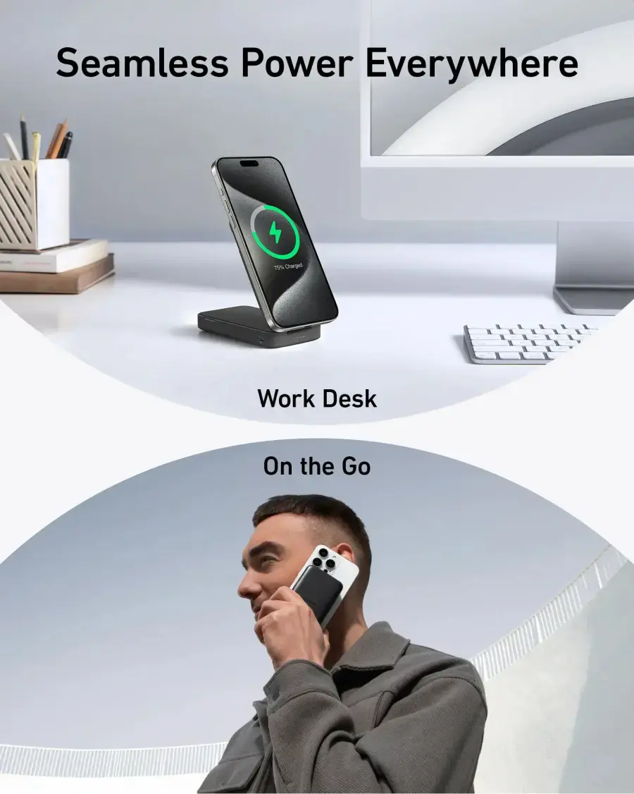 Портативное зарядное устройство [Power Bank] с MagSafe и подставкой Anker MagGo Power Bank 6.6K - Black