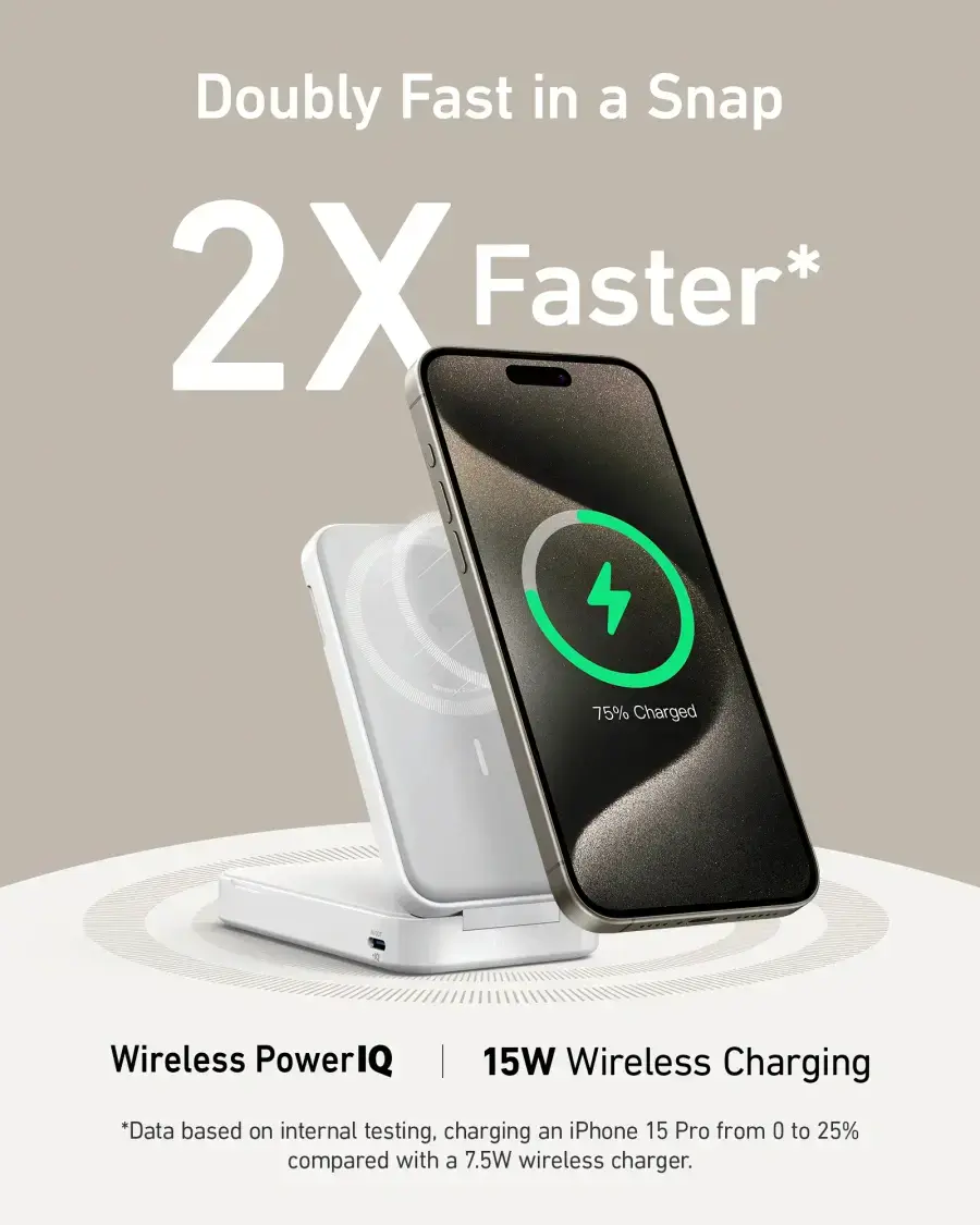 Портативное зарядное устройство [Power Bank] с MagSafe и подставкой Anker MagGo Power Bank 6.6K - White