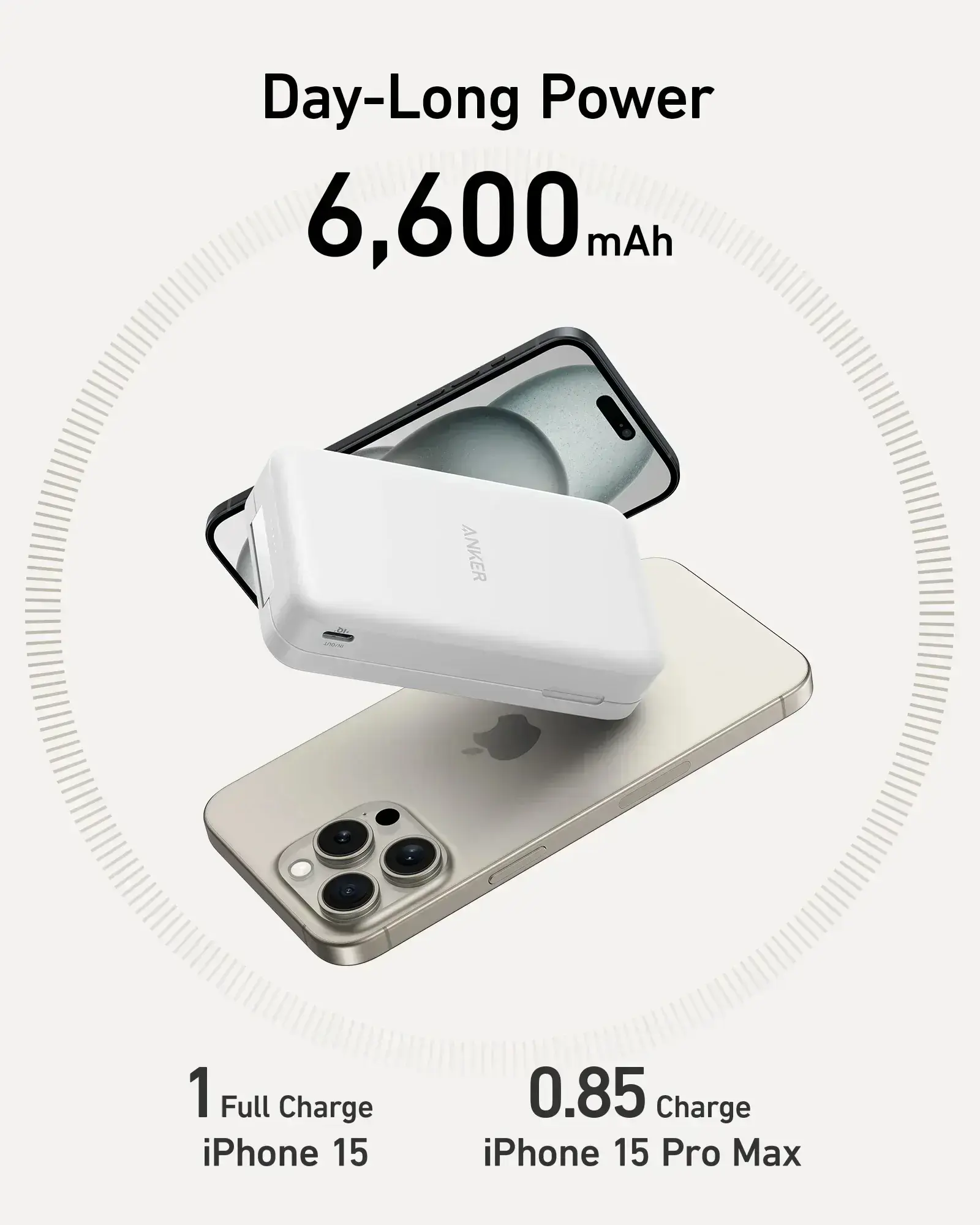 Портативний зарядний пристрій [Power Bank] з MagSafe та підставкою Anker MagGo Power Bank 6.6K - White