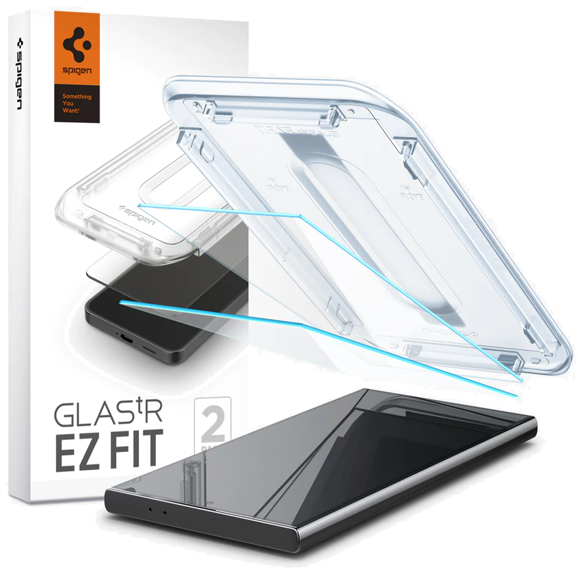 Защитное стекло Spigen для Samsung Galaxy S24 Ultra - EZ Fit GLAS.tR (2 шт), Clear (AGL0793)