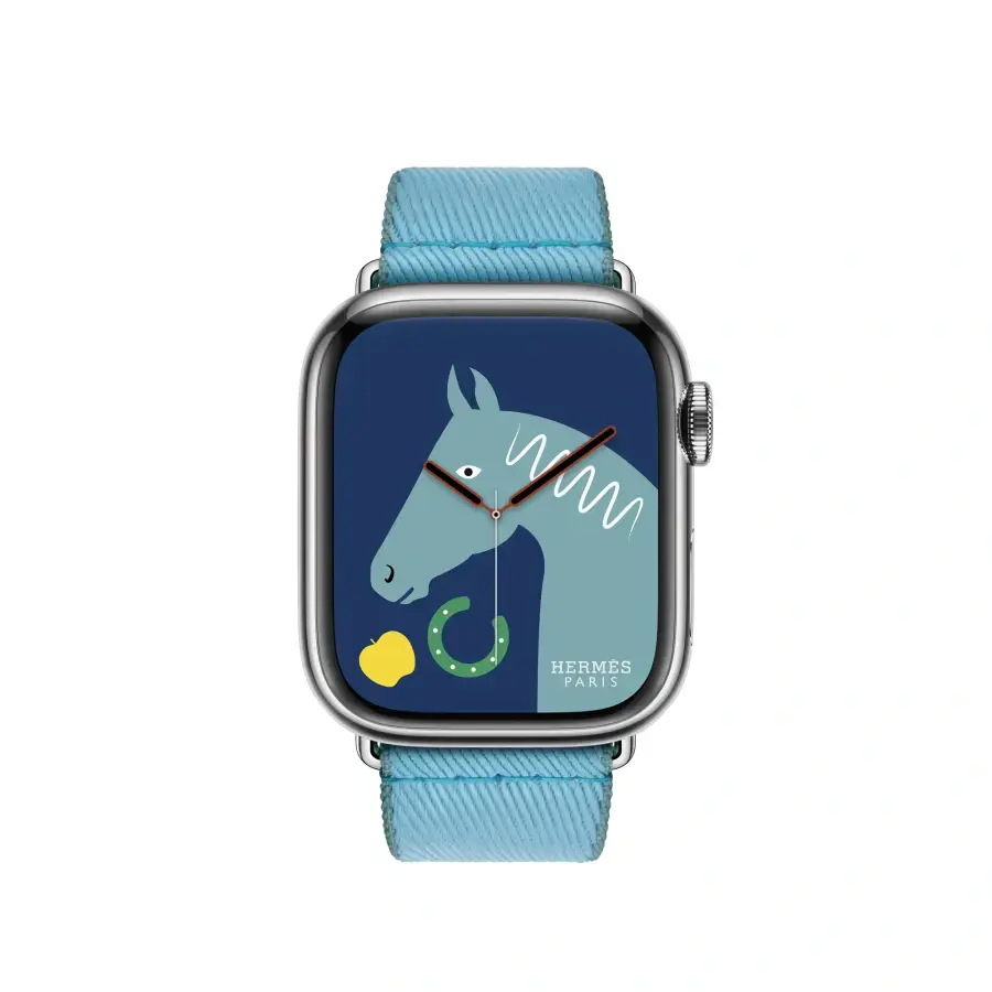 Ремешок Apple Watch Hermès 38/40/41/42mm Bleu Céleste/Bleu Jean Twill Jump Single Tour (MWP63)