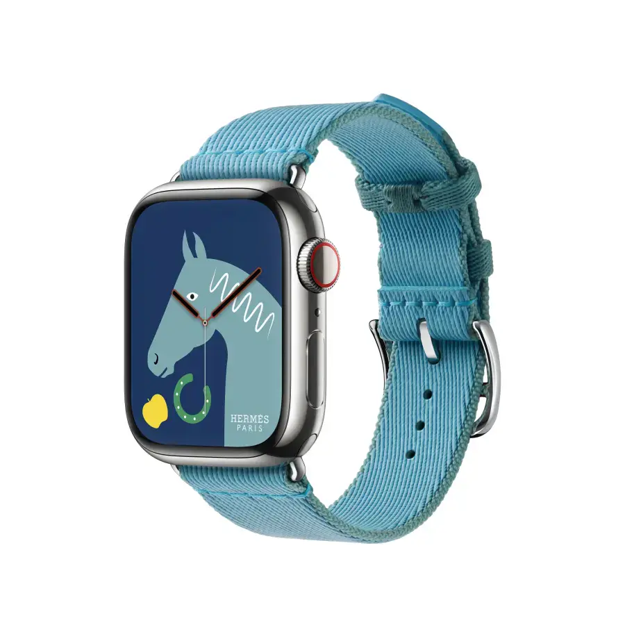 Ремешок Apple Watch Hermès 38/40/41/42mm Bleu Céleste/Bleu Jean Twill Jump Single Tour (MWP63)