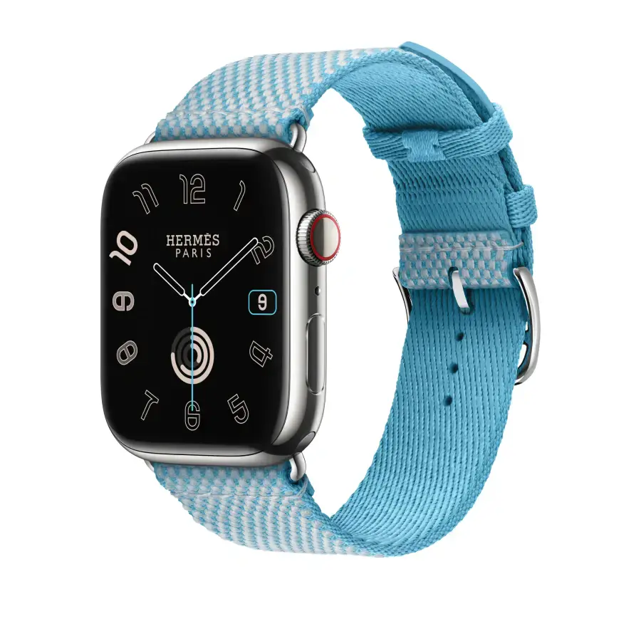 Ремінець Apple Watch Hermès 42/44/45/49mm Bleu Céleste/Écru Toile H Single Tour (MWNW3)