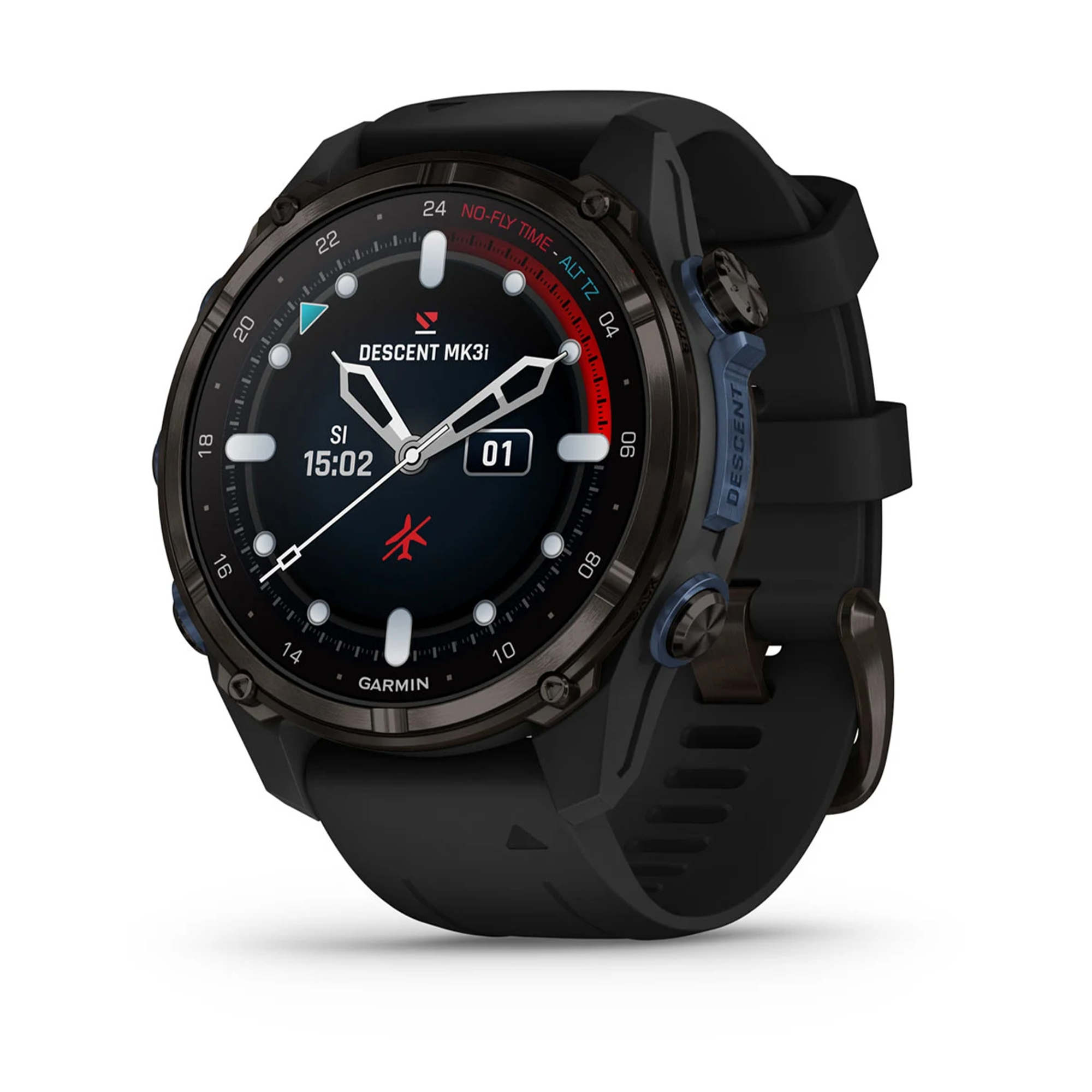 Смарт-часы Garmin Descent Mk3i – 43 mm Carbon Gray DLC Titanium w. Black Silicone Band (010-02753-10/11)