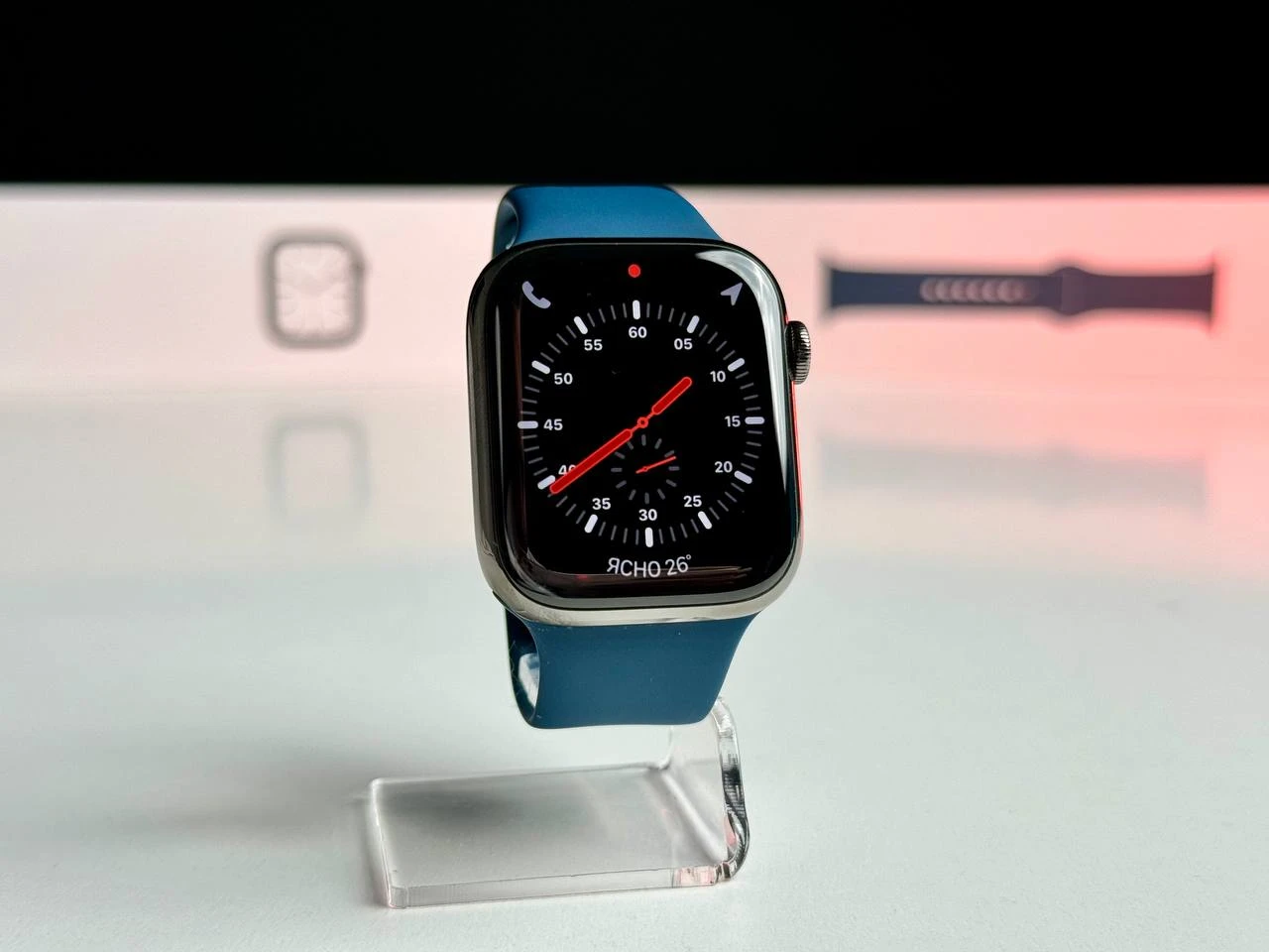 ВЖИВАНИЙ Apple Watch Series 7 GPS + Cellular 45mm Graphite Stainless Steel Case with Abyss Blue Sport Band (MKJH3, MKL23) - Стан: ідеальний | Комплект: повний | Гарантія: 1 міс.