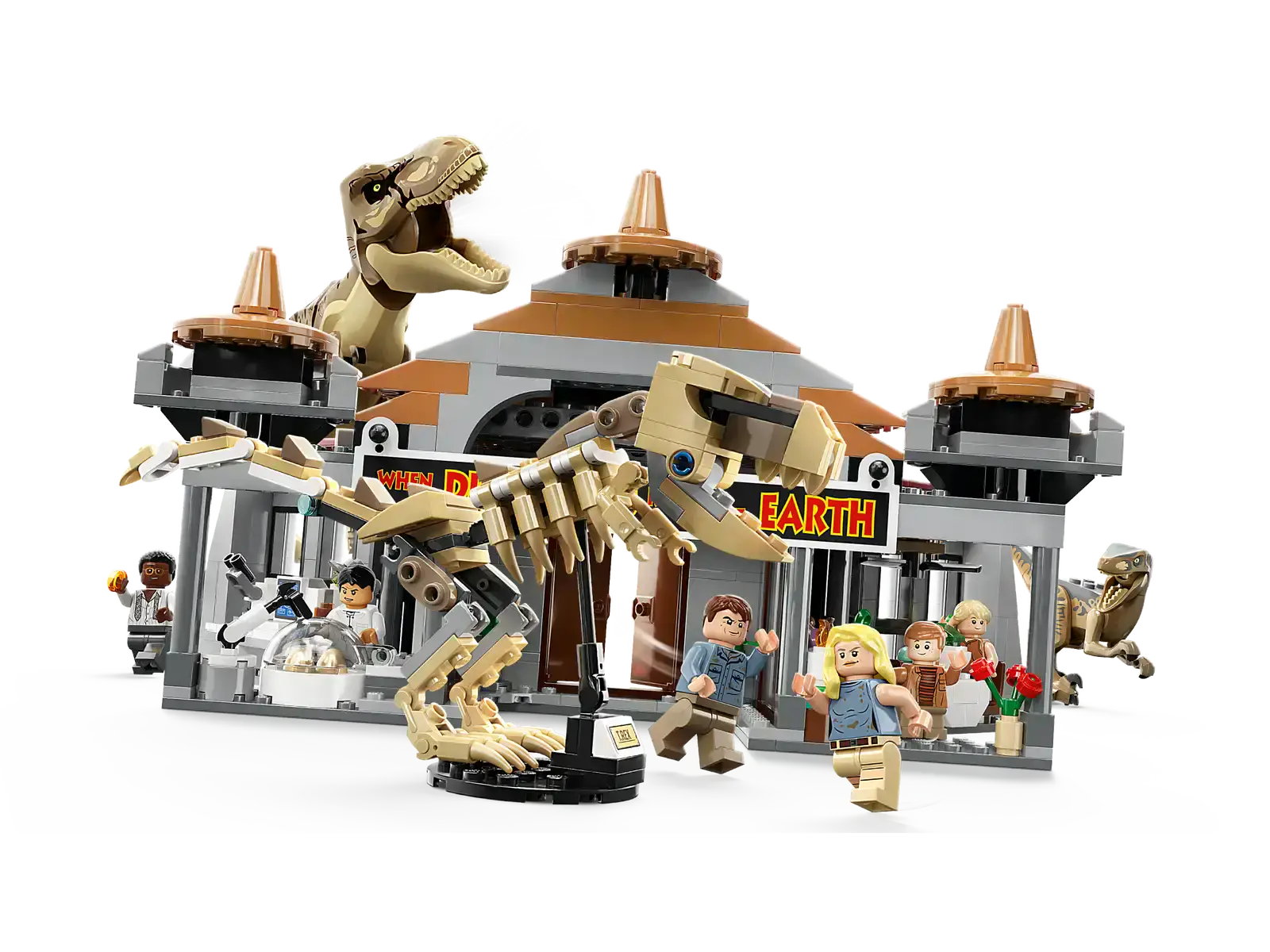 Блоковый конструктор LEGO Jurassic World Центр посетителей: Атака тиранозавра и раптора (76961)