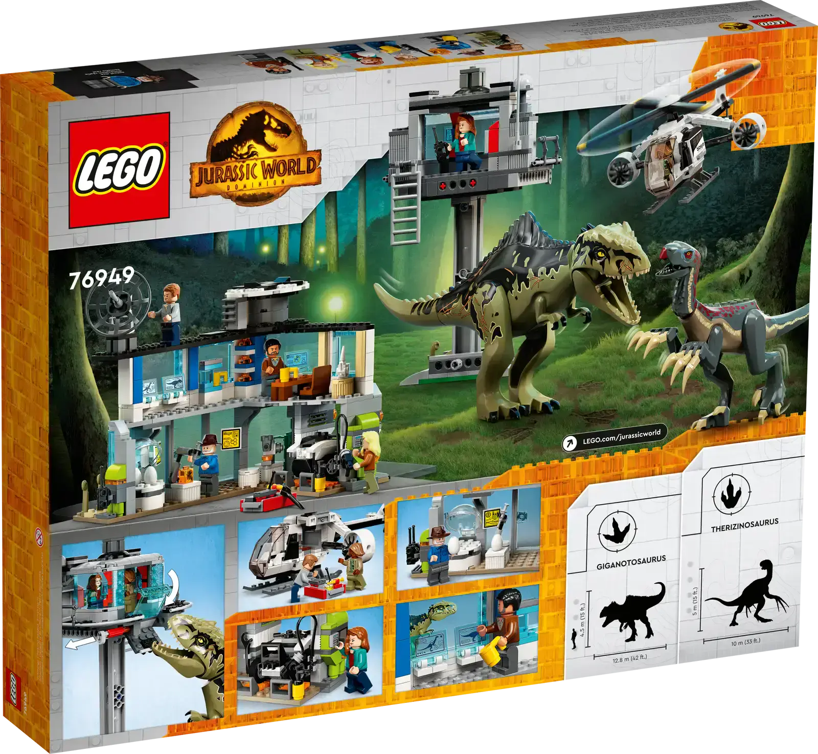 Блоковый конструктор LEGO Приступ гиганотозавра и терризинозавра (76949)