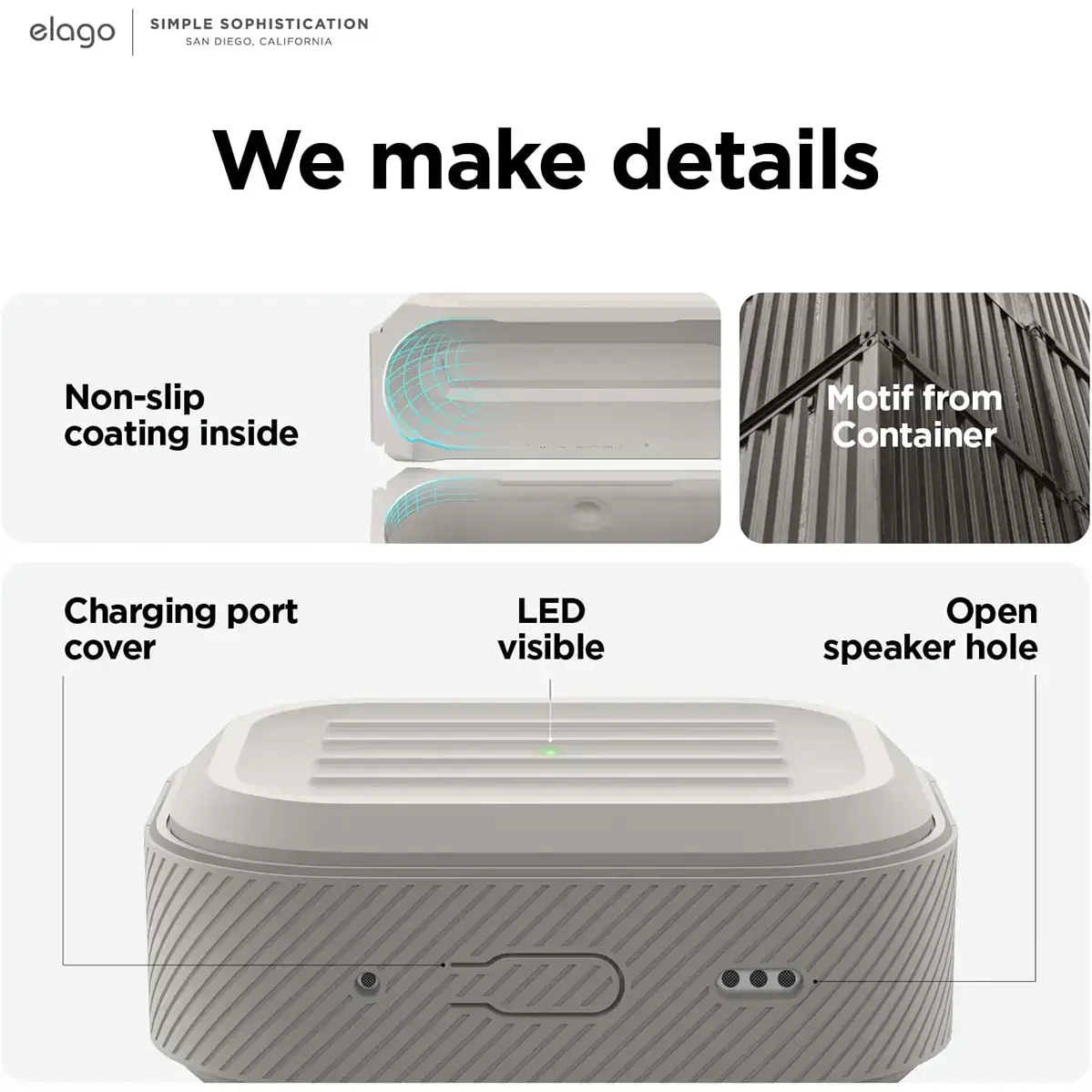 Чохол Elago Armor Case for Airpods Pro 2nd Gen - Stone (EAPP2C-ARMOR-ST)