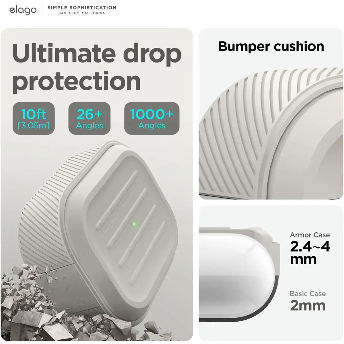 Чохол Elago Armor Case for Airpods Pro 2nd Gen - Stone (EAPP2C-ARMOR-ST)