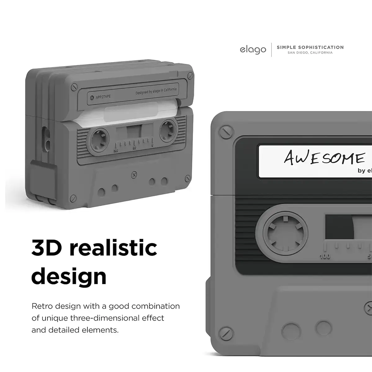 Чохол Elago Cassette Tape Case for Airpods Pro 2nd Gen - Black (EAPP2TAPE-BK+STR-BK)
