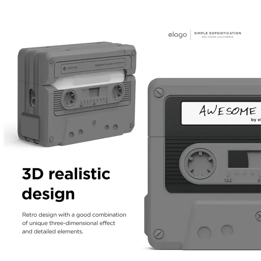 Чехол Elago Cassette Tape Case for Airpods Pro 2nd Gen - Black (EAPP2TAPE-BK+STR-BK)
