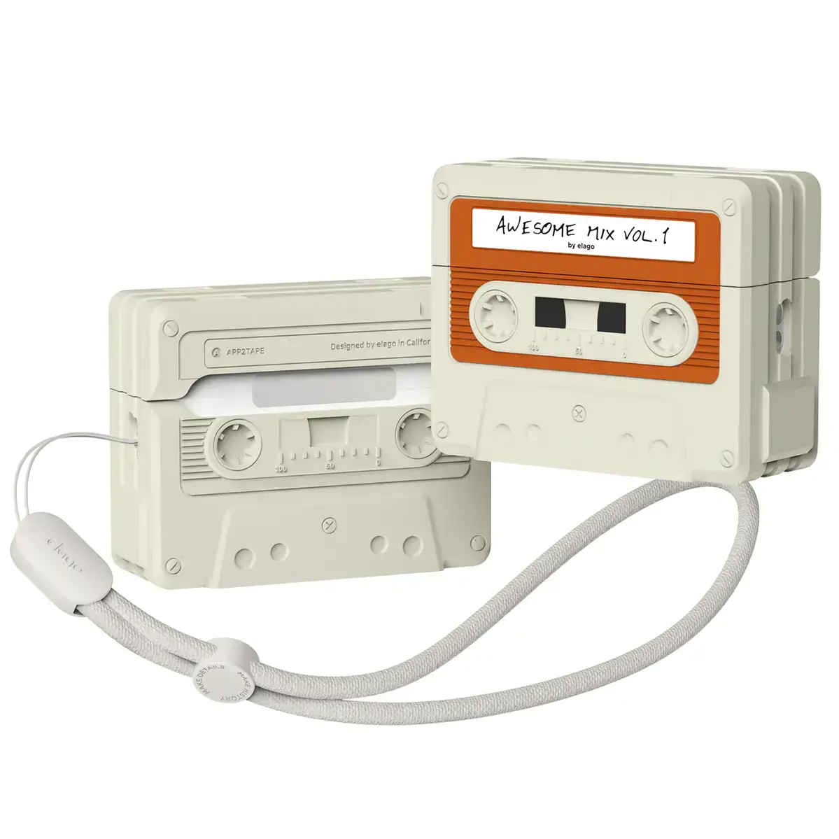 Чохол Elago Cassette Tape Case for Airpods Pro 2nd Gen - Classic White (EAPP2TAPE-CWHRD+STR-IV)