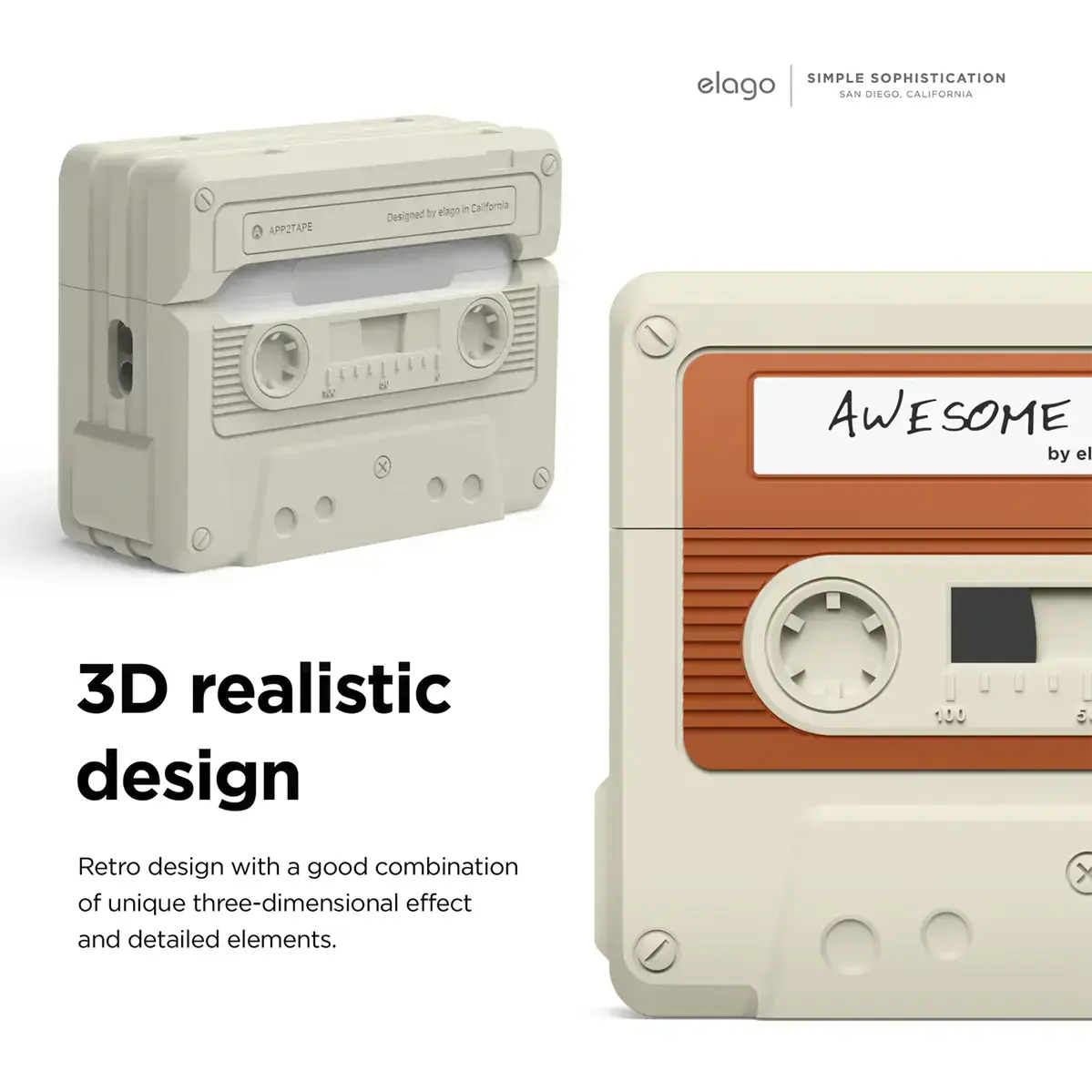 Чохол Elago Cassette Tape Case for Airpods Pro 2nd Gen - Classic White (EAPP2TAPE-CWHRD+STR-IV)