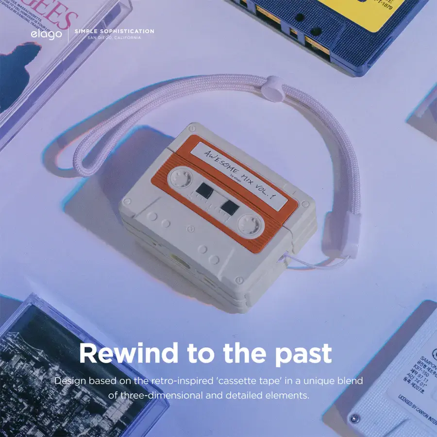 Чохол Elago Cassette Tape Case for Airpods Pro 2nd Gen - Classic White (EAPP2TAPE-CWHRD+STR-IV)