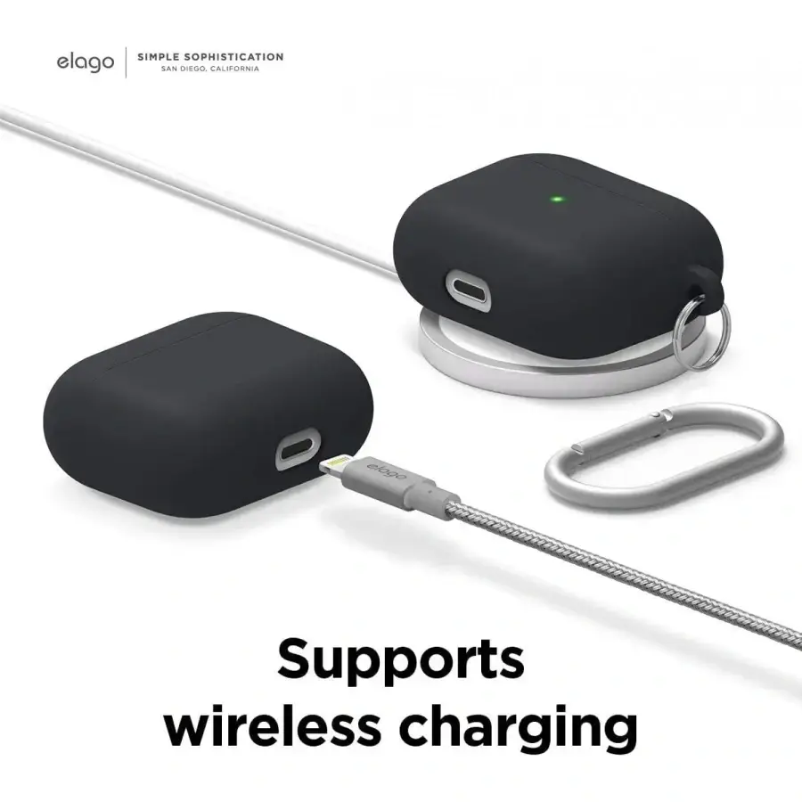 Чехол Elago Liquid Hybrid Case with Keychain for Airpods 3rd Gen - Black (EAP3RH-HANG-BK)