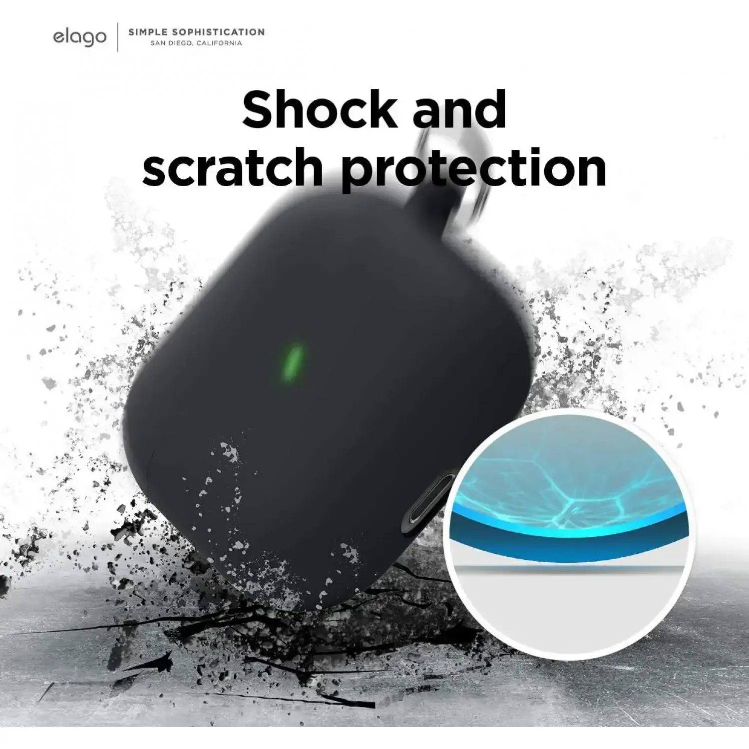 Чохол Elago Liquid Hybrid Case with Keychain for Airpods 3rd Gen - Black (EAP3RH-HANG-BK)