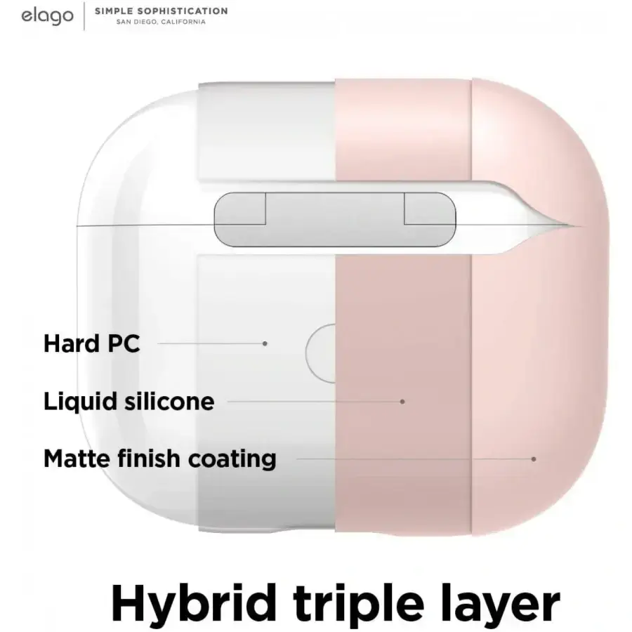 Чохол Elago Liquid Hybrid Case with Keychain for Airpods 3rd Gen - Lovely Pink (EAP3RH-HANG-LPK)