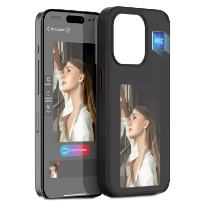 Чехол с цветным дисплеем NFC Photo Case for iPhone 15 Pro - Black