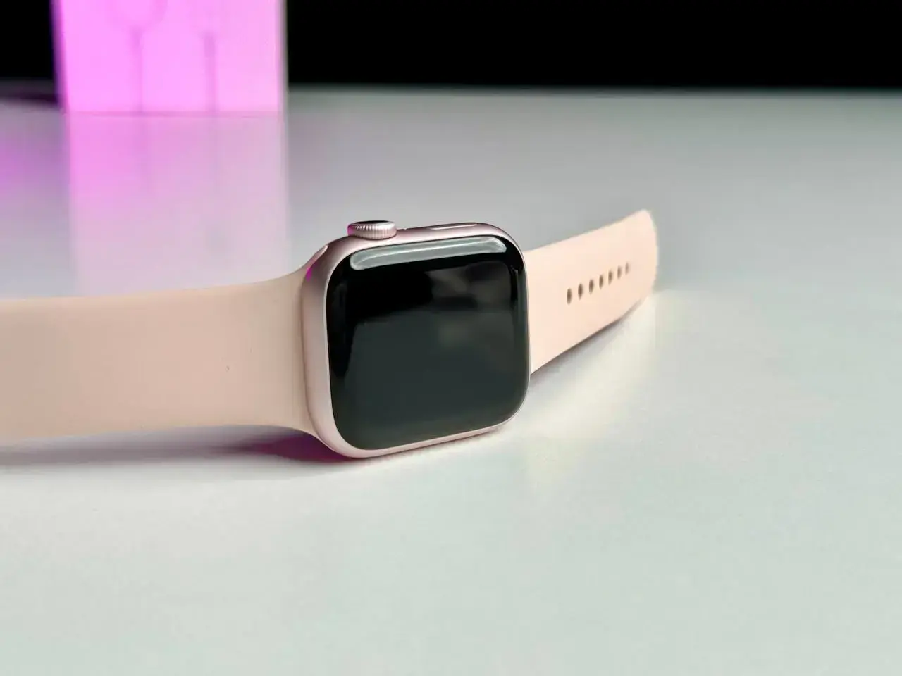 NEW NO BOX Apple Watch Series 9 GPS 41mm Pink Aluminum Case with Light Pink Sport Band - S/M (MR933)