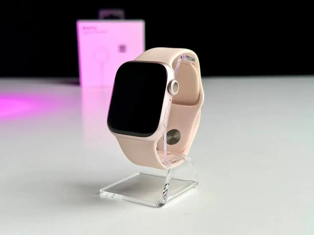 NEW NO BOX Apple Watch Series 9 GPS 41mm Pink Aluminum Case with Light Pink Sport Band - S/M (MR933)