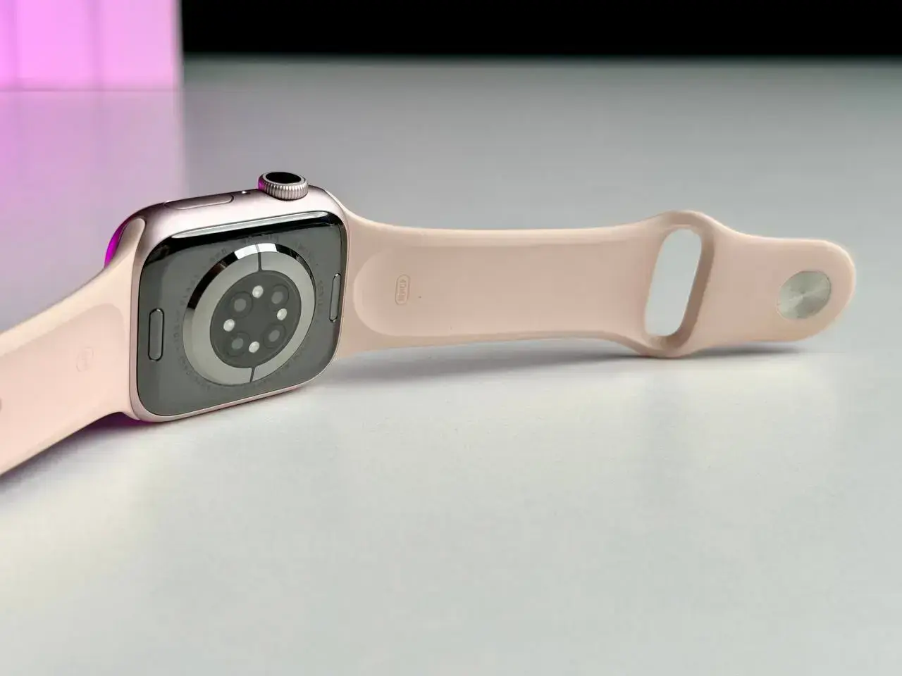 NEW NO BOX Apple Watch Series 9 GPS 41mm Pink Aluminum Case with Light Pink Sport Band - S/M (MR933)