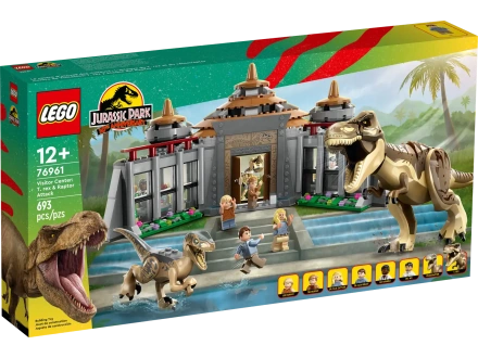 Блоковый конструктор LEGO Jurassic World Центр посетителей: Атака тиранозавра и раптора (76961)