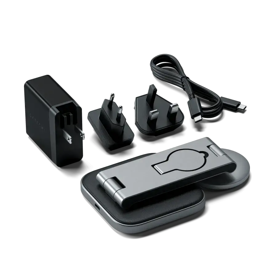 Бездротовий зарядний пристрій з функцією складання Satechi 3-in-1 Foldable Qi2 Wireless Charging Stand (ST-Q31FM-EA)