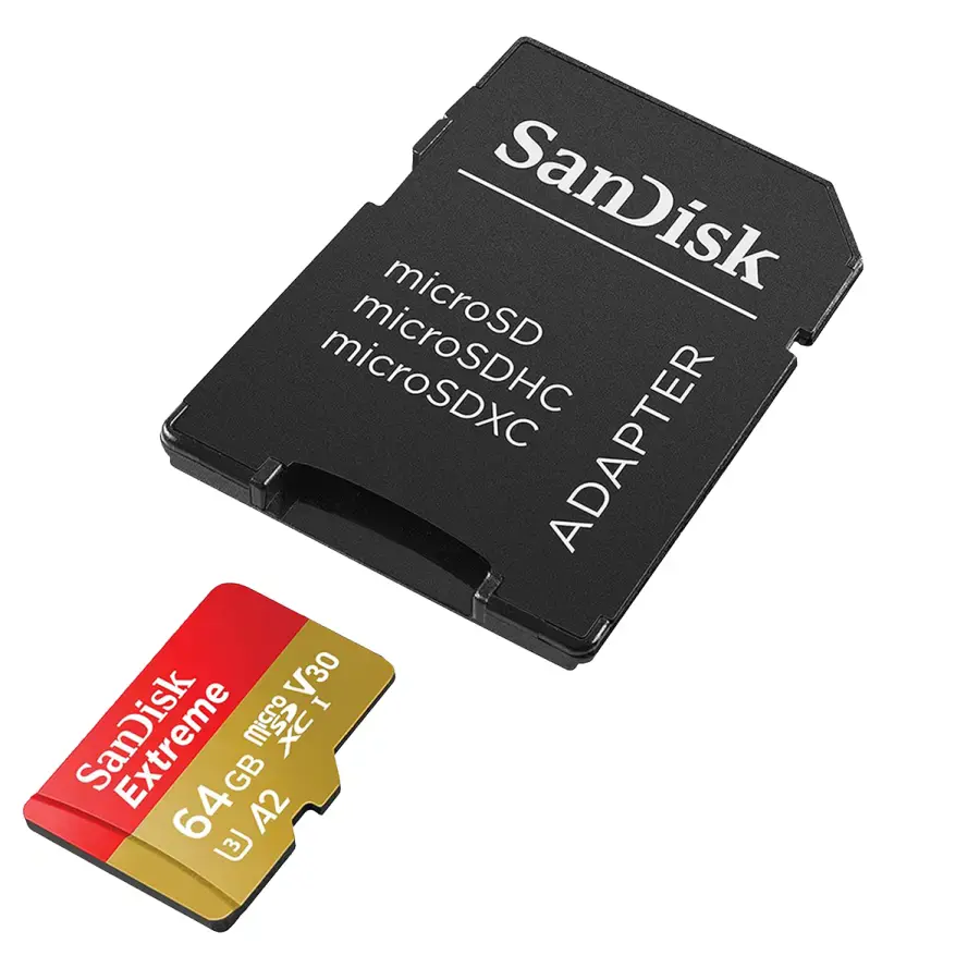 Карта пам'яті SanDisk Extreme Pro microSDXC UHS I 64GB Class A2 V30 + SD адаптер (SDSQXCU-064G-GN6MA)